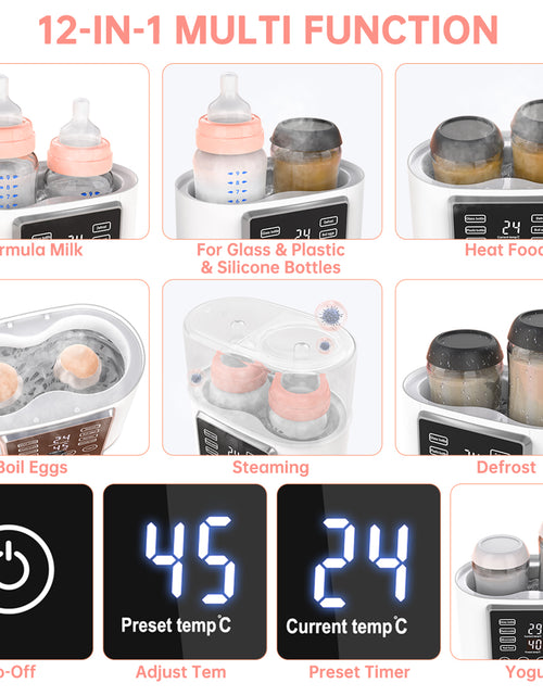 Load image into Gallery viewer, 9-In-1 Bottle Warmer, Double Baby Fast Milk Warmer Babies Food Heater &amp; Defrost
