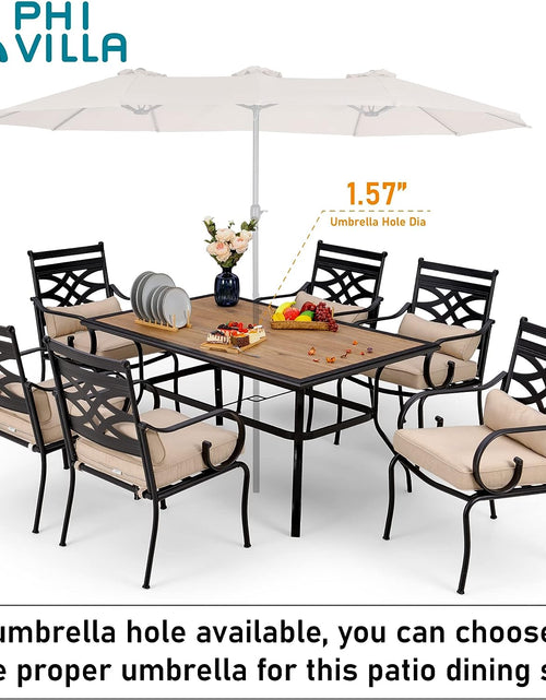 Load image into Gallery viewer, Patio Dining Set for 6, 7 PCS Outdoor Dining Sets - 1 Rectangle 37X60In Dining Table (1.57&quot; Umbrella Hole) &amp; 6 Patio Dining Chairs,Metal Patio Furniture for Outdoor Kitchen Lawn and Garden
