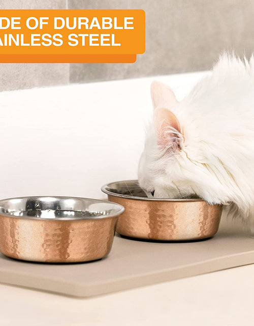 Load image into Gallery viewer, Hammered Stainless Steel Pet Bowl with Copper Coating - Deluxe Luxury Style Dog and Cat Dish (Medium, 32 Oz.)
