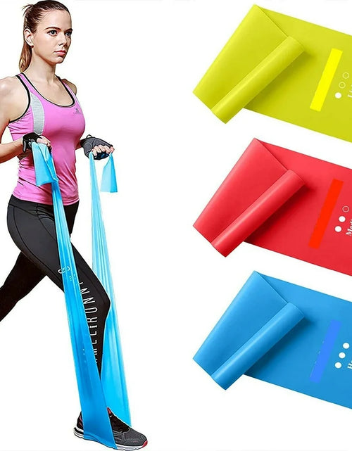 Load image into Gallery viewer, 3Pcs 5Ft. Stretch Resistance Bands Exercise Pilates Yoga Gym Workout Band
