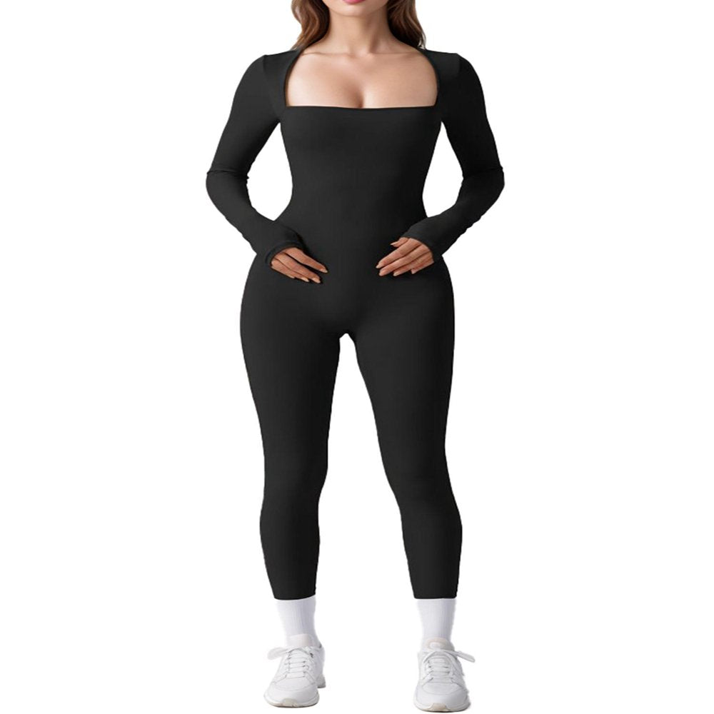 Women Yoga Jumpsuits Workout Long Sleeve Sport Jumpsuits Full Length Bodycon Leggings