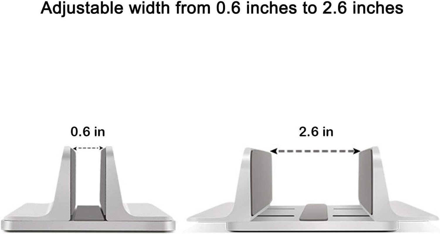 Vertical Laptop Stand, Laptops Cradle Holder, Laptop Standing Desk Dock with Adjustable Size, Laptop Computer Accessories Holder for Macbook Pro/Air Dell Hp Surface Ipad-Silver