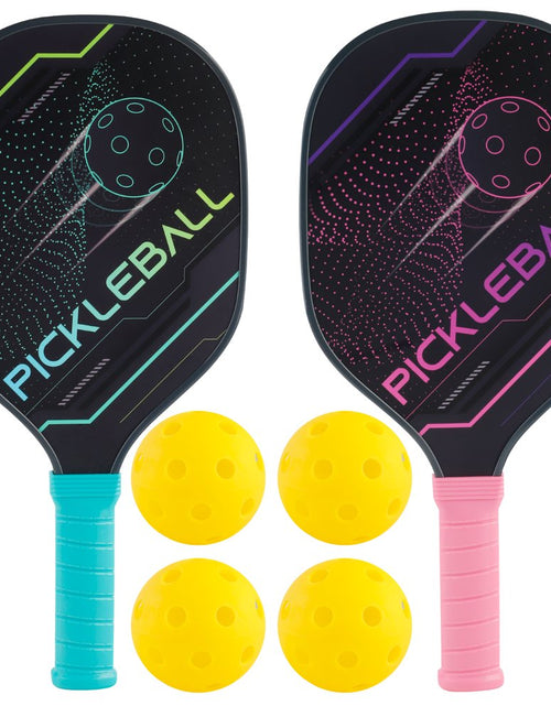 Load image into Gallery viewer, Pickleball Paddles Set Pickle Ball Paddle Set of 2 with 4 Pickleball Balls and Bag, Pickleball Rackets Gifts for Women Men Beginners
