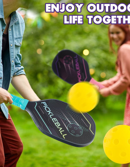 Load image into Gallery viewer, Pickleball Paddles Set Pickle Ball Paddle Set of 2 with 4 Pickleball Balls and Bag, Pickleball Rackets Gifts for Women Men Beginners
