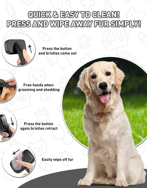Load image into Gallery viewer, Dogs Cats Self Cleaning Slicker Brush for Shedding and Grooming Long Short Hair, Pain-Free Removes Loose Undercoat, Tangles, Knots with Massage Particles for Small Medium Large for All Hair Types
