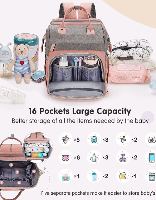 Load image into Gallery viewer, Baby Diaper Bag Backpack,With Waterproof Changing Pad, USB Charging Port, Pacifier Case,Dark Grey Color
