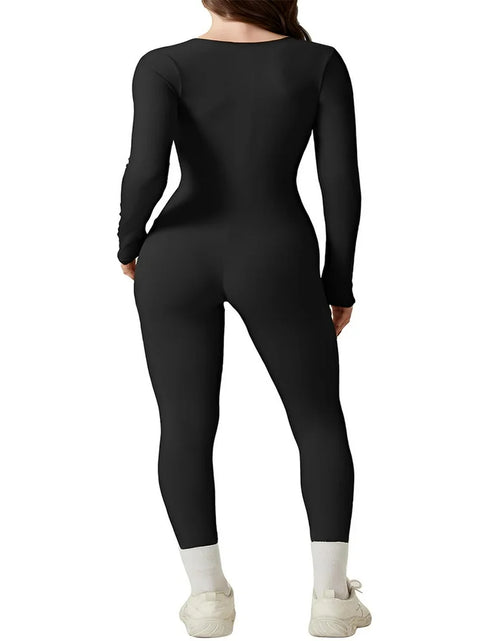 Load image into Gallery viewer, Women Yoga Jumpsuits Workout Long Sleeve Sport Jumpsuits Full Length Bodycon Leggings
