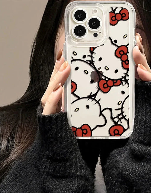 Load image into Gallery viewer, Sanrio Hello Kitty Bow Lovely Phone Case for Iphone 15 14 13 Pro Max 11 12 13 Pro X XR 7 8 plus Transparent Soft Cute Girl Y2K

