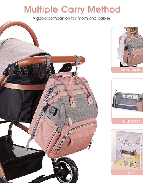 Load image into Gallery viewer, Baby Diaper Bag Backpack,With Waterproof Changing Pad, USB Charging Port, Pacifier Case,Dark Grey Color

