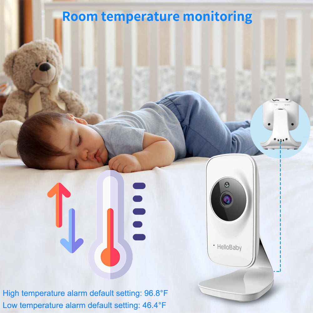 Video Baby Monitor with Camera and Audio, 5" Color LCD Screen,  Monitor Camera, Infrared Night Vision, Temperature Display, Lullaby, Two Way Audio and VOX Mode 5 Inches