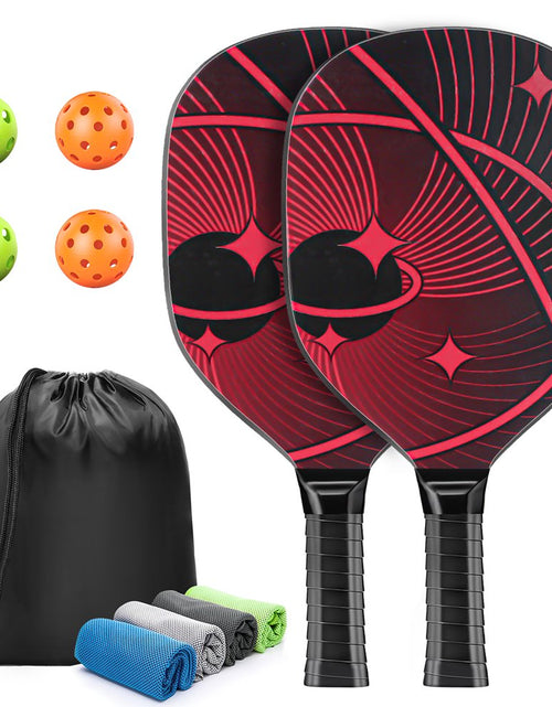 Load image into Gallery viewer, Pickleball Paddles, Pickle Ball Set with 2 Premium Wood Pickleball Paddles USAPA Approved, 4 Cooling Towels &amp; Carring Bag, Ergonomic Cushion Grip, 2 Outdoor Balls 2 Indoor Balls for Men Women, Red
