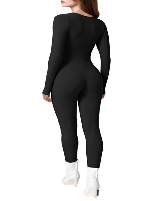 Load image into Gallery viewer, Women Yoga Jumpsuits Workout Long Sleeve Sport Jumpsuits Full Length Bodycon Leggings
