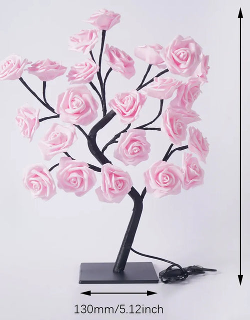 Load image into Gallery viewer, 24 LED Rose Tree Lights USB Plug Table Lamp Fairy Flower Night Light for Home Party Christmas Wedding Bedroom Decoration Gift

