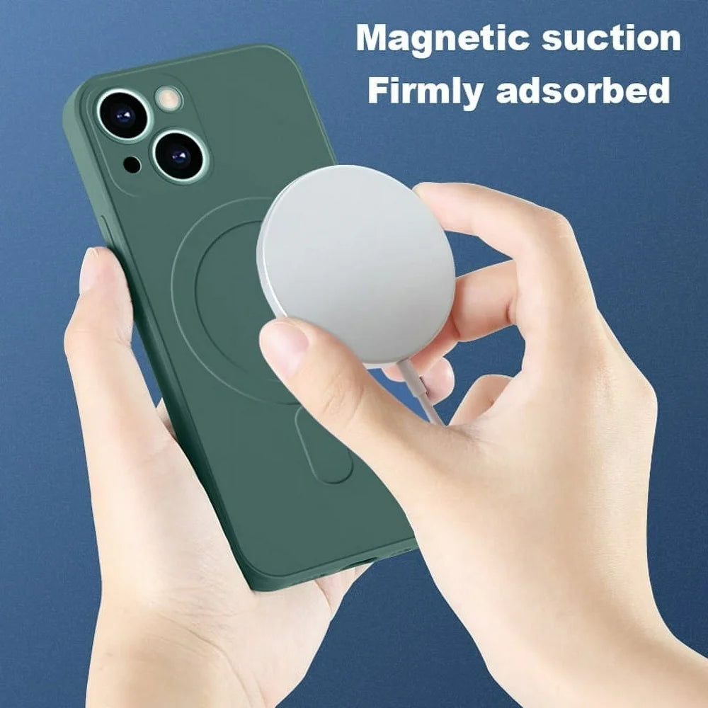 Liquid Silicone Protector Case for Iphone 15 14 13 12 11 Pro Max X XR Xs 7 8 plus Magnetic Wireless Charging for Magsafe Cover