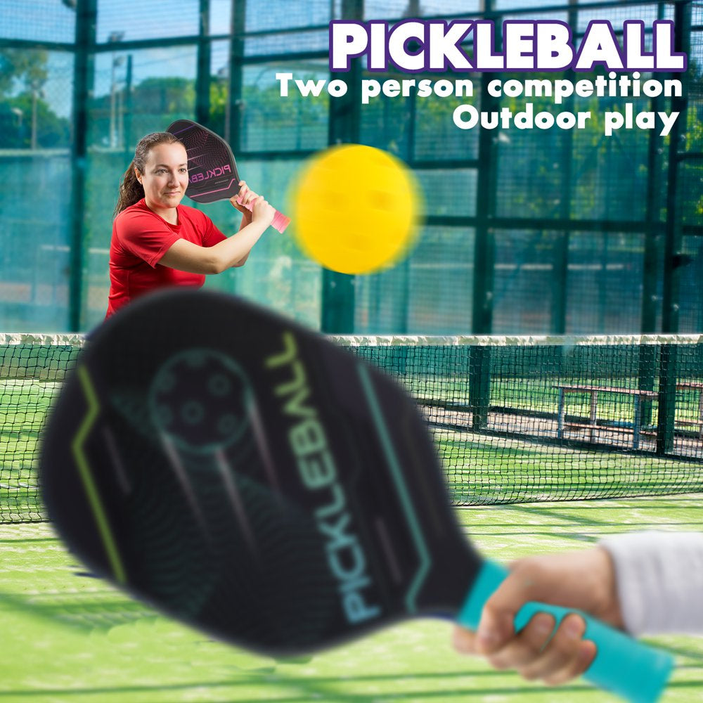 Pickleball Paddles Set Pickle Ball Paddle Set of 2 with 4 Pickleball Balls and Bag, Pickleball Rackets Gifts for Women Men Beginners